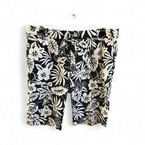 Ralph Lauren L-RL Floral Print Black and White Tropical Floral Bermuda Shorts